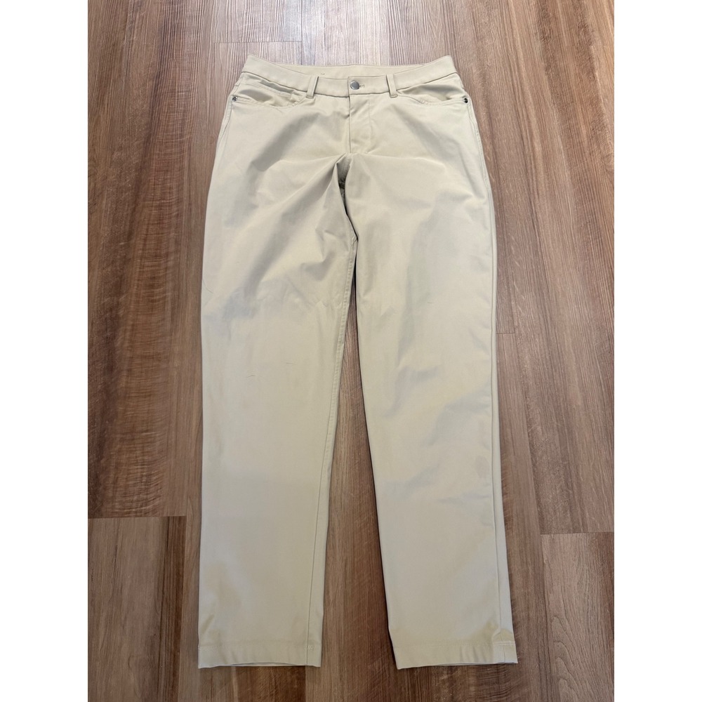 Lululemon Commission Pants Mens 33 Tan Slim Straight Technical Chino Trousers